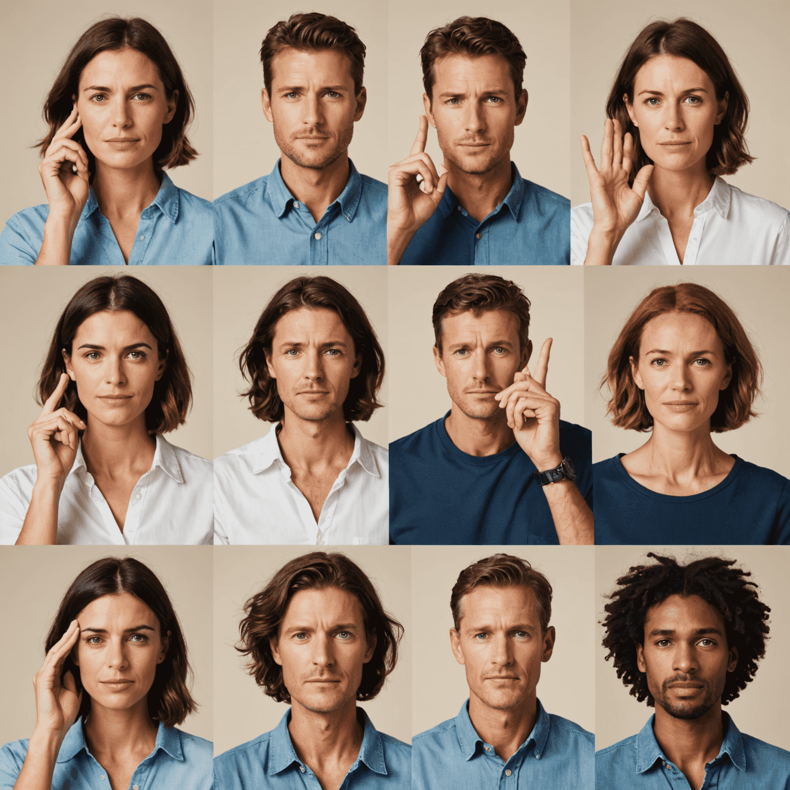 A collage showing various Australian body language cues, including the 'no worries' hand gesture and maintaining eye contact
